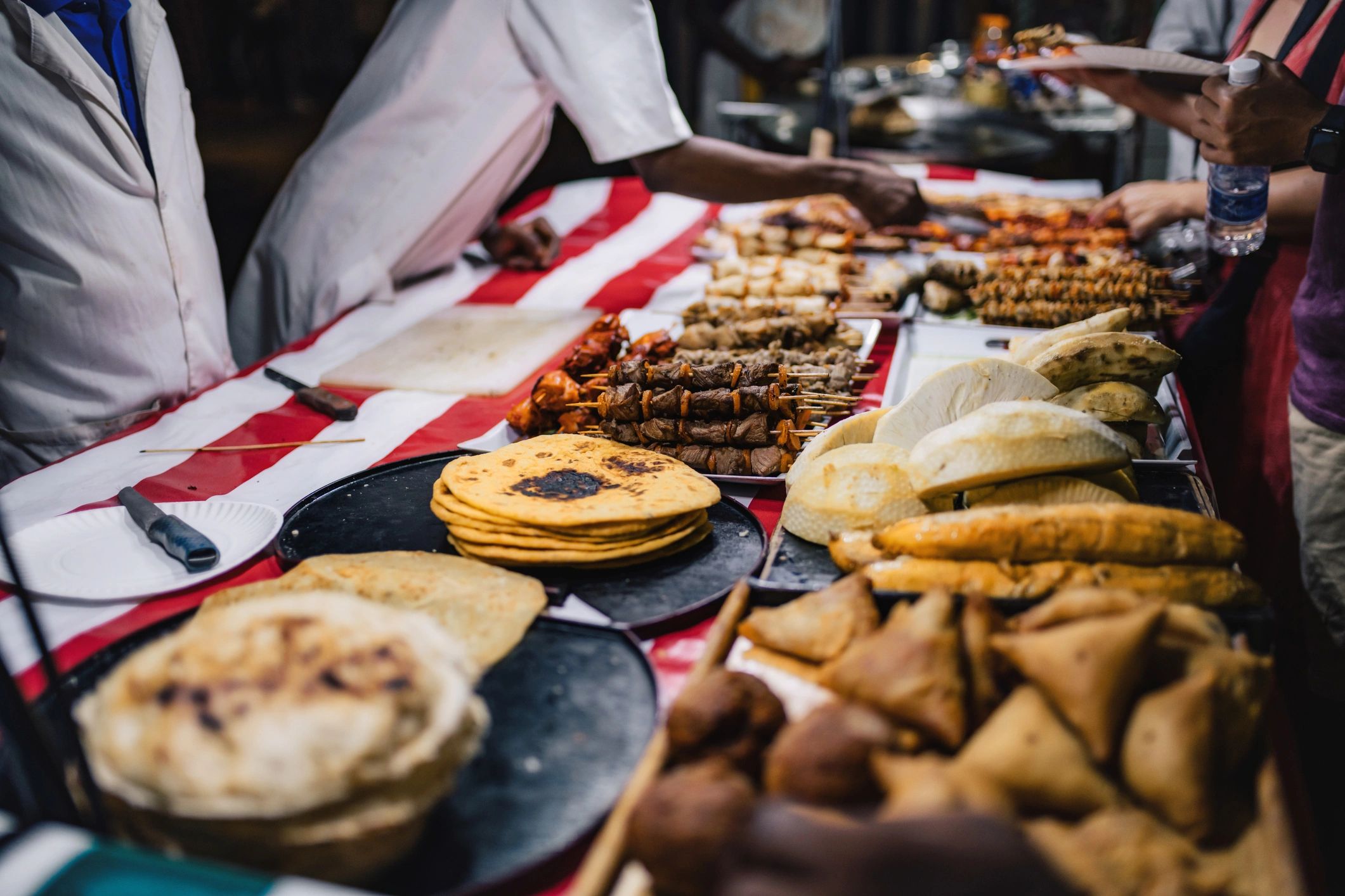 Fresh african streetfood at night market in Zanzibar